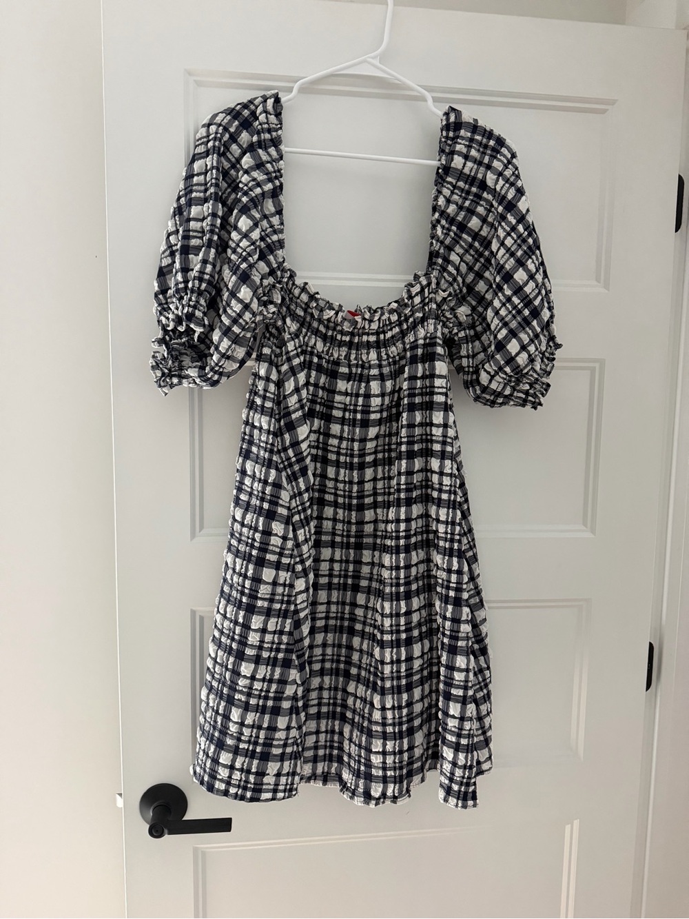 SOLID & STRIPED NAVY PLAID DRESS/COVER UP, SIZE MEDIUM